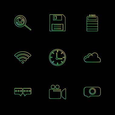 siyah arka plan üzerine minimalist düz app simgeleri