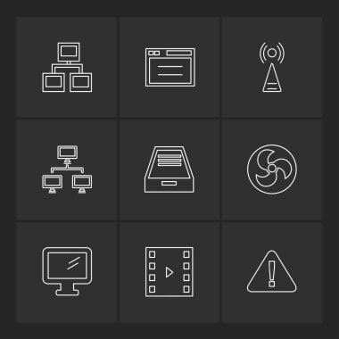 siyah arka plan üzerine minimalist düz app simgeleri