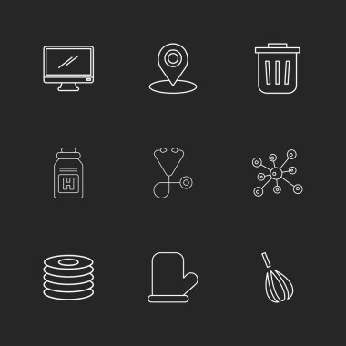 Minimalist düz app simgeler, vektör çizim dijital cihazlar için