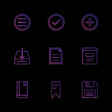 farklı minimalist düz vektör app simgeler siyah arka plan üzerine