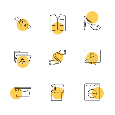 Beyaz arka plan üzerinde renkli minimalist düz vektör app simgeleri