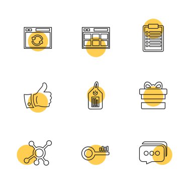 Beyaz arka plan üzerinde renkli minimalist düz vektör app simgeleri