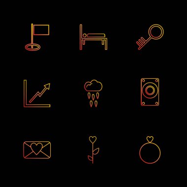 Minimalist düz app simgeler, vektör çizim dijital cihazlar için