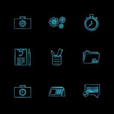 siyah arka plan, düz stil minimalist vektör app simgeleri