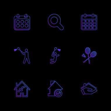 farklı minimalist düz vektör app simgeler siyah arka plan üzerine