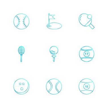 Beyaz arka plan üzerinde farklı minimalist düz vektör app simgeleri