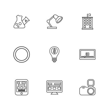 Minimalist düz app simgeler, vektör çizim dijital cihazlar için