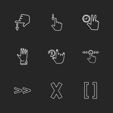 düz vektör illüstrasyon ikonlar, simgeler siyah arka plan üzerine ayarla