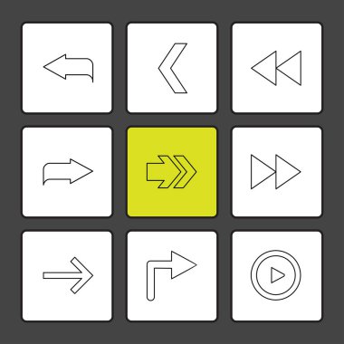 oklar yön işaretçiler yaratıcı simgeler ayarla, düz özel koleksiyon vektör