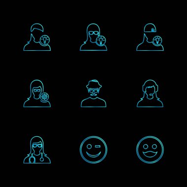 Farklı grafik düz app simgeler siyah arka plan üzerine
