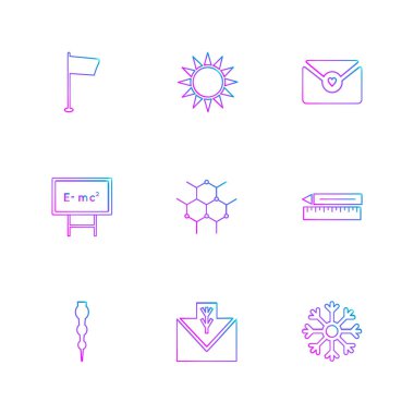 Beyaz arka plan üzerinde izole mor farklı minimalist düz vektör app simgeleri