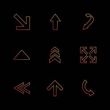 farklı minimalist düz vektör app simgeler siyah arka plan üzerine