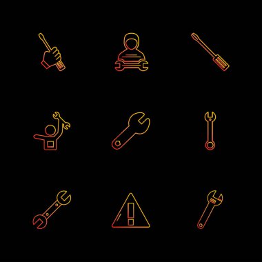 Farklı Etiketler, düz siyah arka plan üzerine app simgeler vektör