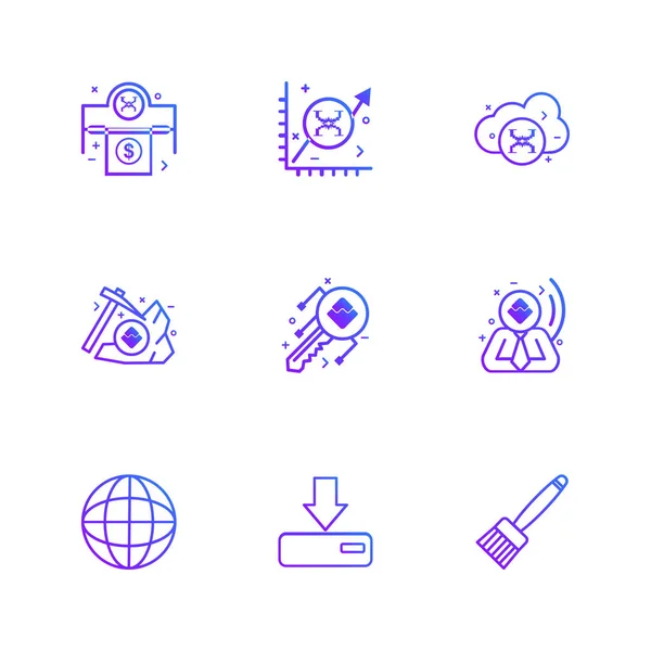 Minimalistic Flat Vector App Icons White Background — Stock Vector