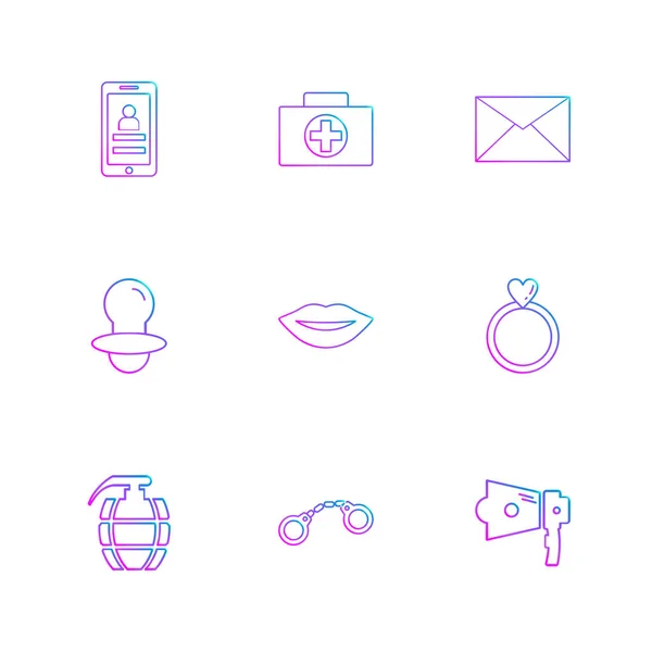 Iconos Aplicación Vector Plano Minimalista Color Sobre Fondo Blanco — Vector de stock