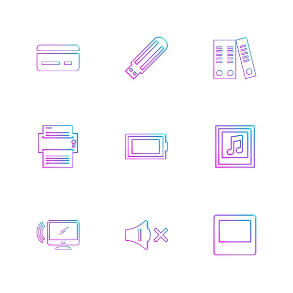 Iconos Ilustración Vectores Planos Conjunto Iconos Aplicaciones — Archivo Imágenes Vectoriales