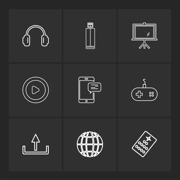 Conjunto Diferentes Iconos Aplicación Vector Plano Minimalista — Archivo Imágenes Vectoriales