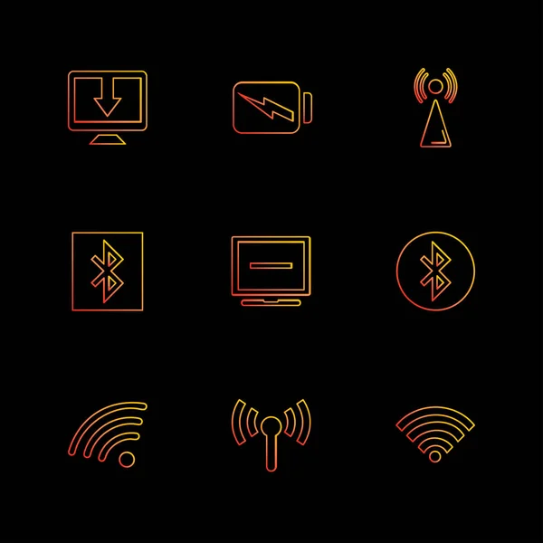 Différents Emblèmes Des Icônes Applications Vectorielles Plates Sur Fond Noir — Image vectorielle