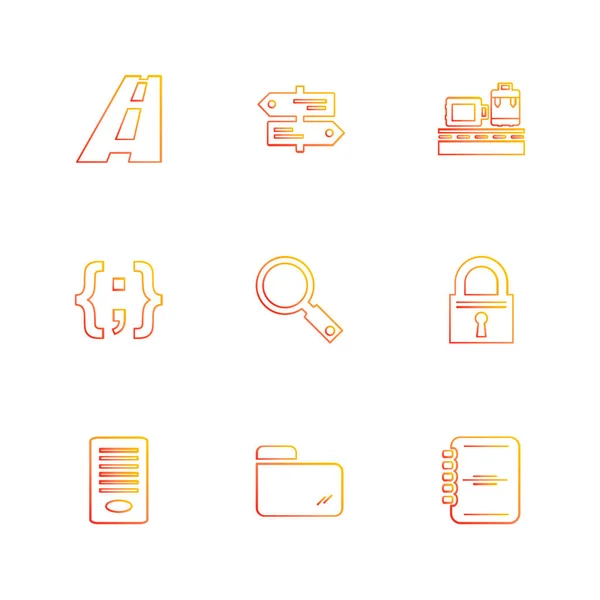 Conjunto Iconos Aplicaciones Planas Aisladas Sobre Fondo Blanco — Vector de stock