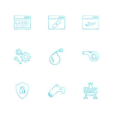 farklı minimalist düz vektör app simge kümesi