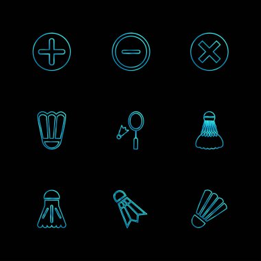 siyah arka plan, düz stil minimalist vektör app simgeleri