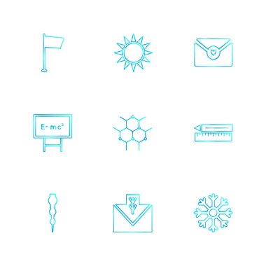 Beyaz arka plan üzerinde renkli minimalist düz vektör app simgeleri