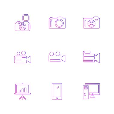 Beyaz arka plan üzerinde izole düz app simge kümesi