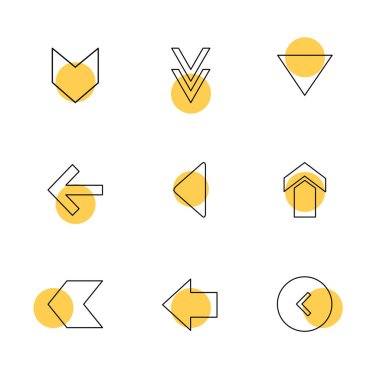 oklar yön işaretçiler yaratıcı simgeler ayarla, düz özel koleksiyon vektör