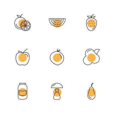 Beyaz arka plan üzerinde farklı minimalist düz vektör app simgeleri