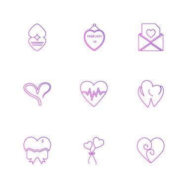 Beyaz arka plan üzerinde izole mor farklı minimalist düz vektör app simgeleri