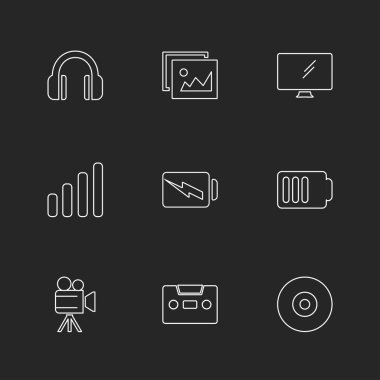 siyah arka plan üzerine minimalist düz app simgeleri