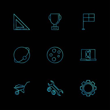 farklı minimalist düz vektör app simgeler siyah arka plan üzerine
