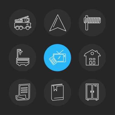 siyah arka plan üzerine minimalist düz app simgeleri