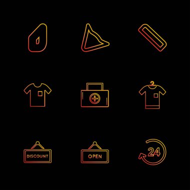 farklı minimalist düz vektör app simgeler siyah arka plan üzerine