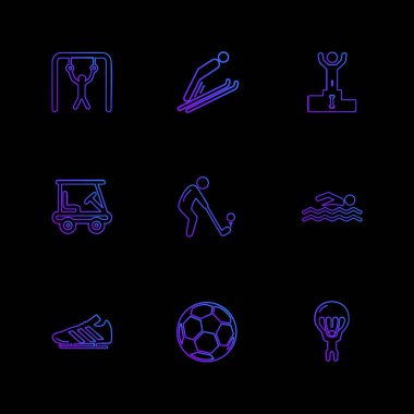 siyah arka plan, düz stil minimalist vektör app simgeleri