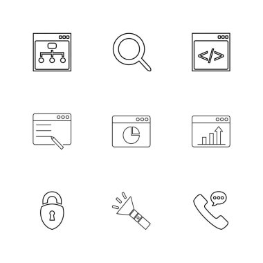 Beyaz arka plan üzerinde izole minimalist düz app simgeleri