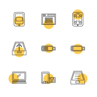 Beyaz arka plan üzerinde izole düz app simge kümesi