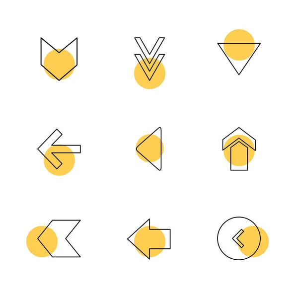 Flèches Directions Pointeurs Icônes Créatives Ensemble Conception Vectorielle Collection Plate — Image vectorielle