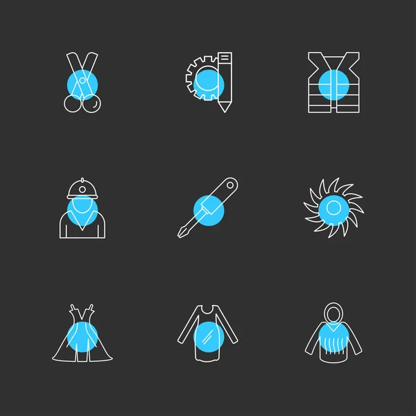 Farklı Minimalist Düz Logotypes Vektör App Simgeler Siyah Arka Plan — Stok Vektör