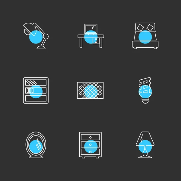 Flache Vektor Illustrationssymbole Eine Reihe Von Symbolen Auf Schwarzem Hintergrund — Stockvektor