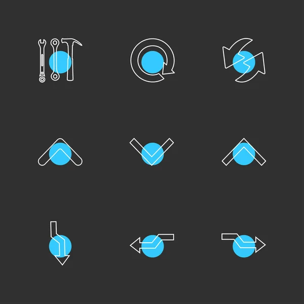 矢印方向ポインターの創造的なアイコン ベクトル デザイン フラット コレクション — ストックベクタ