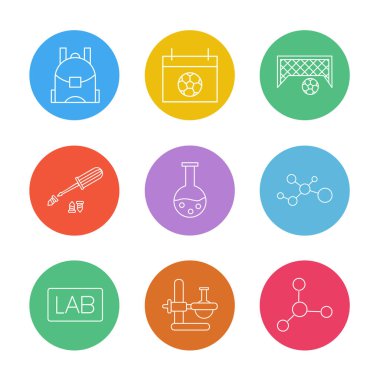 simgeler vektör çizim beyaz arka plan üzerinde renkli en az yuvarlak biçim