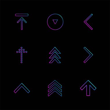 siyah arka plan üzerine farklı minimalist düz vektör app simge kümesi