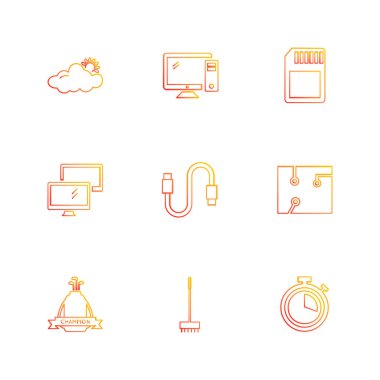 düz stil app simgeleri beyaz arka plan üzerinde renkli