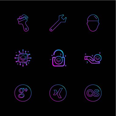 farklı minimalist düz vektör app simgeler siyah arka plan üzerine