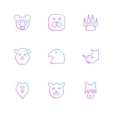 Beyaz arka plan üzerinde renkli minimalist düz vektör app simgeleri