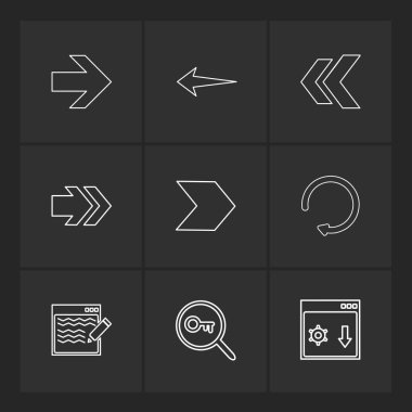 siyah arka plan üzerine minimalist düz app simgeleri