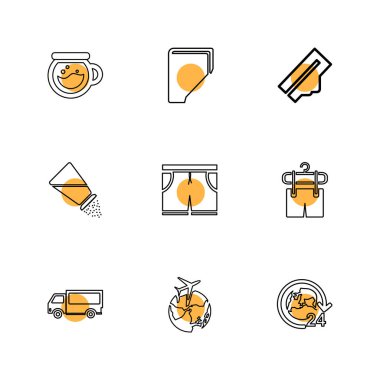 Beyaz arka plan üzerinde daireler ile minimalist düz vektör app simgeleri