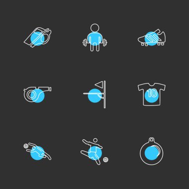 minimalist düz vektör app simgeler siyah arka plan üzerinde renkli daireler ile