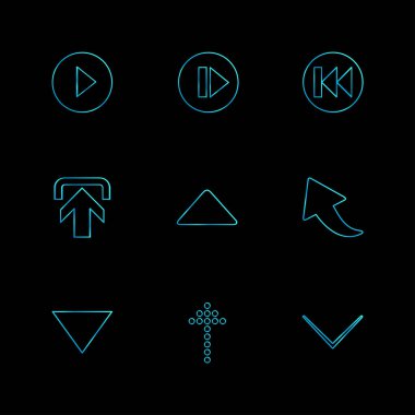 farklı minimalist düz vektör app simgeler siyah arka plan üzerine